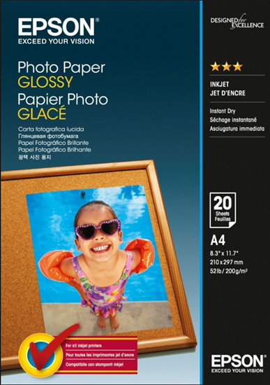  Зображення Бумага Epson A4 Photo Paper, (25л, 200г/м2, глянцевая, для повседневной струйной фотопечати) 