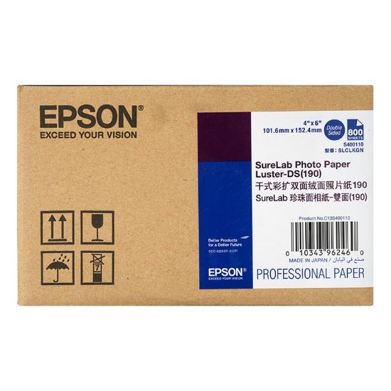 Зображення Фотопапір 10x15см Epson SureLab Luster-DS, напівглянцевий,  800 арк, 190 г/м2 (C13S400110)