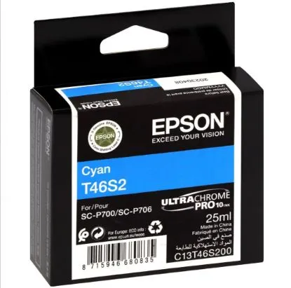 Зображення Картридж cтруменевий Epson Singlepack T46S2 Cyan для SureColor SC-P700, 25 мл (C13T46S200)