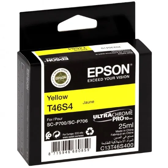 Зображення Картридж cтруменевий Epson Singlepack T46S4 Yellow для SureColor SC-P700, 25 мл (C13T46S400)